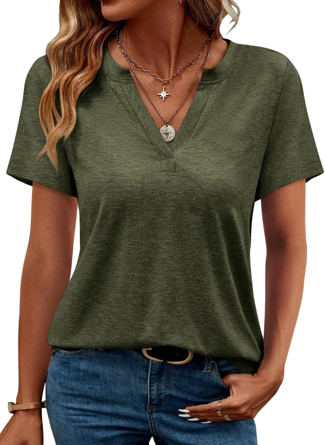 Dame Fritid V-Hals T-Shirt Stilla