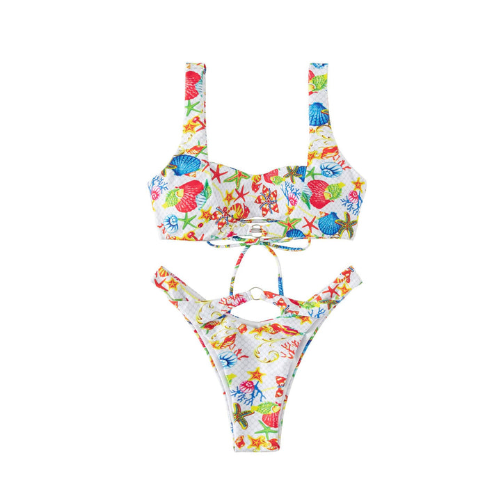 Dame bikini-sæt med sporty top og legende havdyr-motiver Stilla