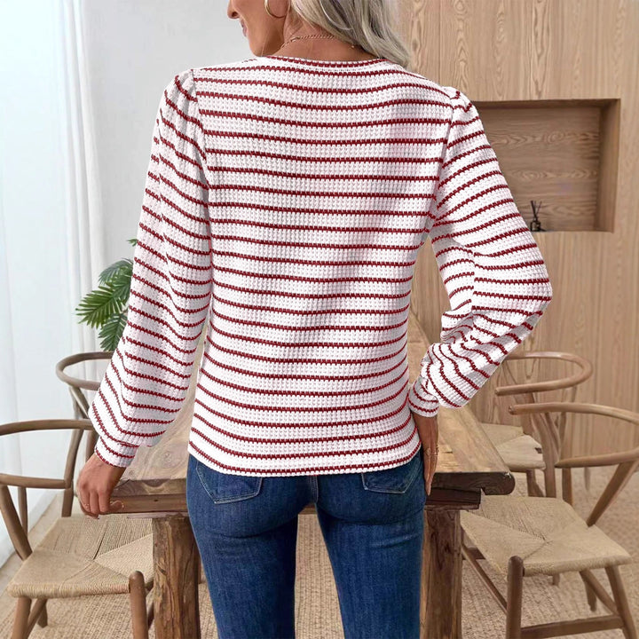 Damer let strikket sweater med striber Stilla