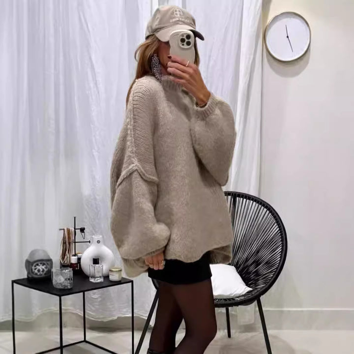 Kvinders oversized strikpullover med voluminøse ærmer og blødt materiale Stilla