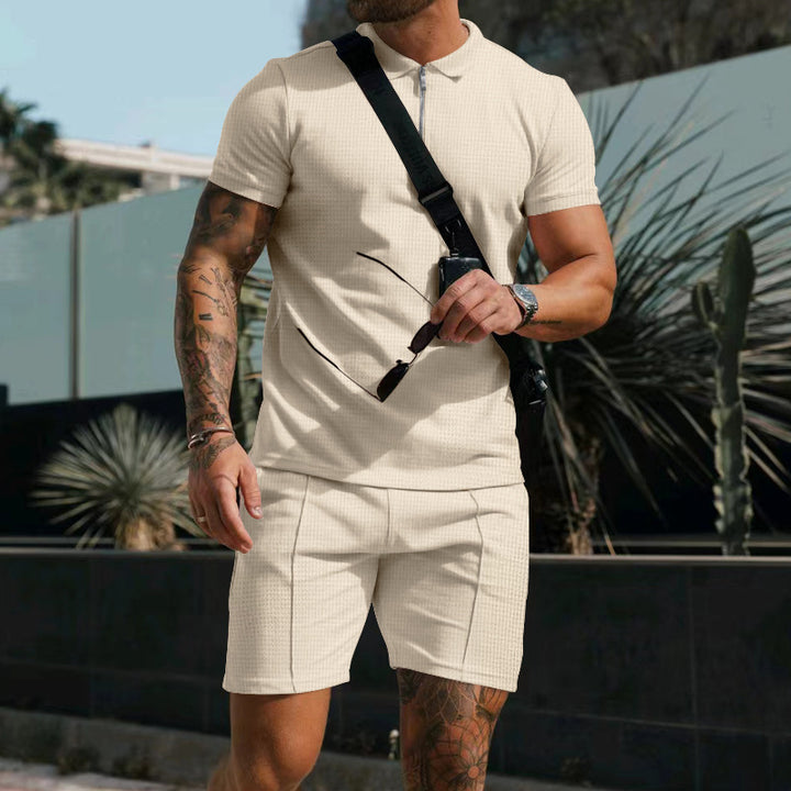 Herrer Sporty Kortærmet Poloshirt og Shorts Sæt Stilla