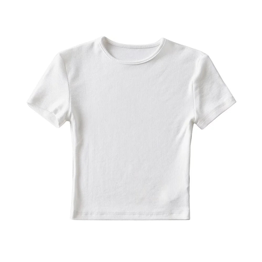 Dame enkelt T-shirt lavet af høj kvalitet bomuldsblanding med fin ribstruktur Stilla