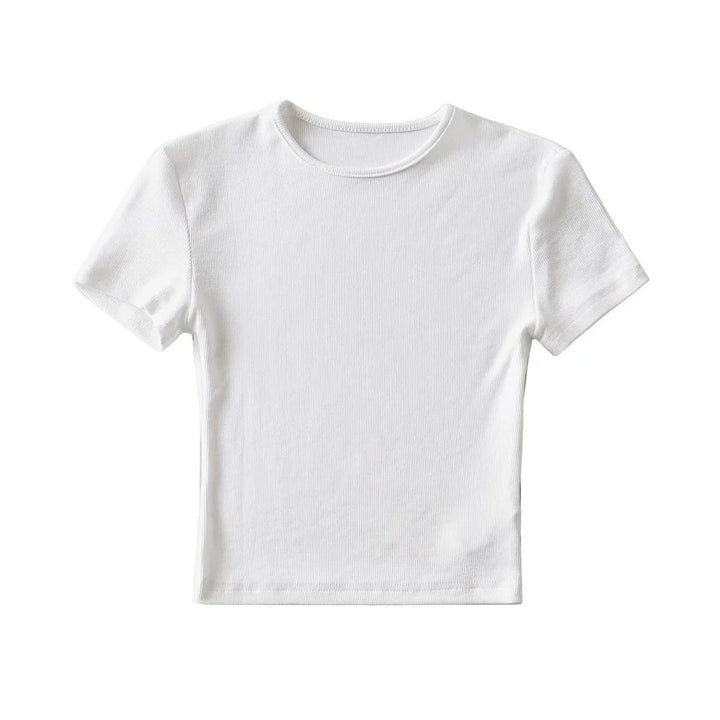 Dame enkelt T-shirt lavet af høj kvalitet bomuldsblanding med fin ribstruktur Stilla