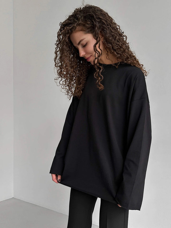 Dame Oversize Langærmet T-shirt med høj krave Stilla