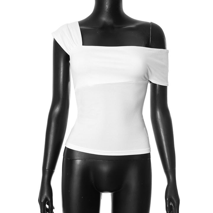 Dame moderne asymmetrisk top med trendy én-skulder design Skovae