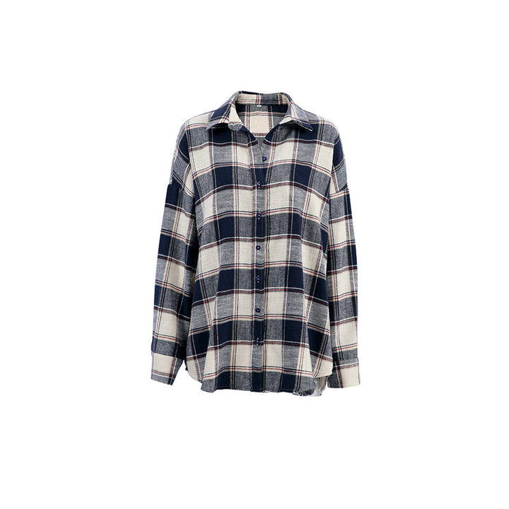 Dame flannel skjortejakke med fashionable bindebånd og oversized snit Stilla