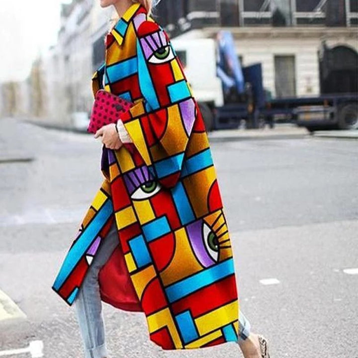 Kvinders trendy kimono med farverigt mandala-mønster