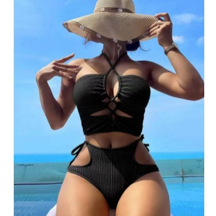 Dame Bikini-Sæt med raffineret Cut-Out og høj taljeskæring Skovae