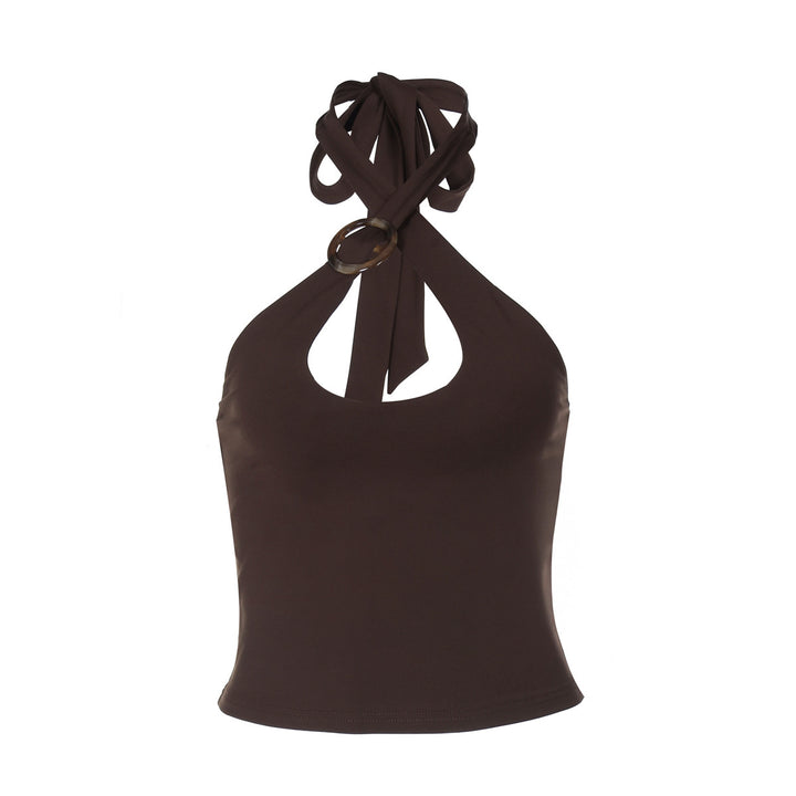 Dame Crop-Top med fashionabel halterdesign og elegant udskæring Stilla