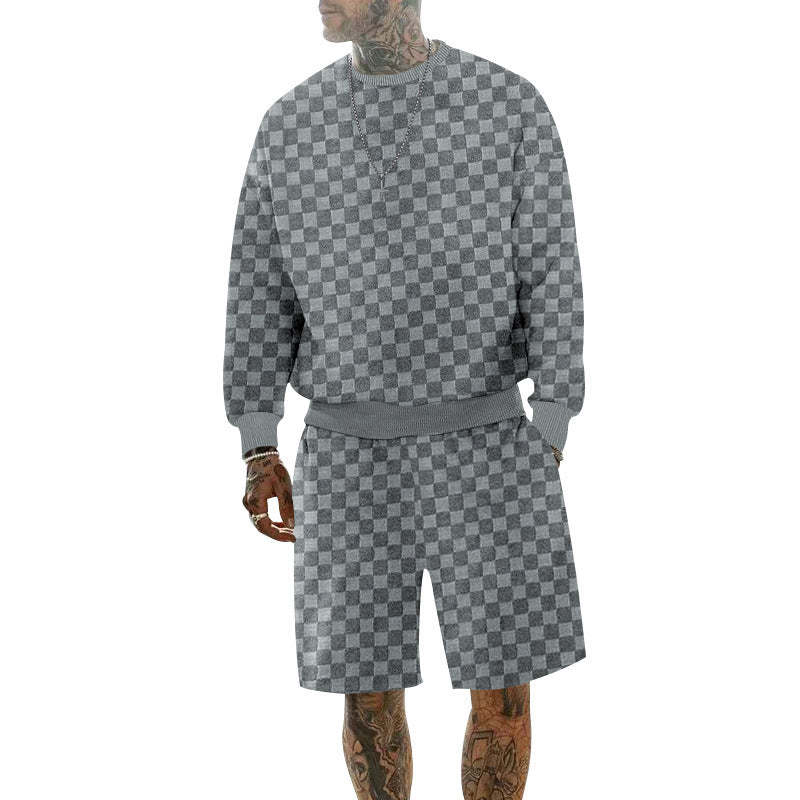 Herre afslappet sweatshirt- og shorts-sæt lavet af åndbart materiale med elastisk linning Stilla