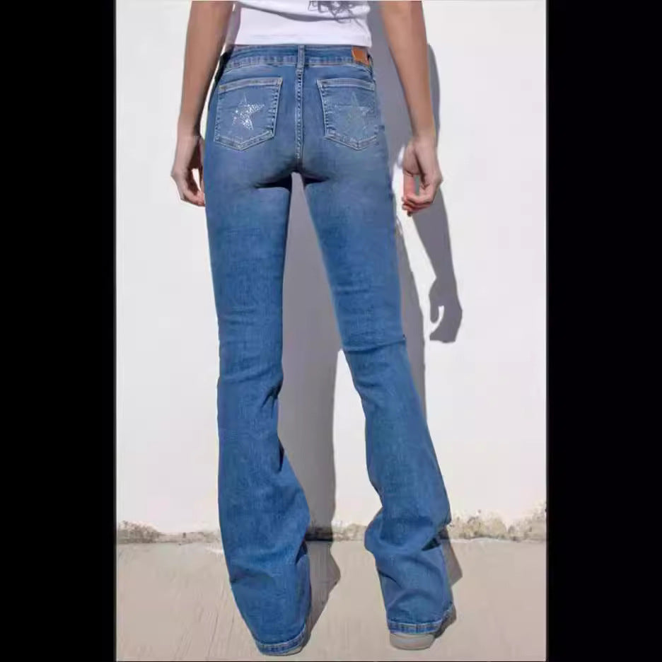 Dame Flared Jeans med fashionable lommer Stilla