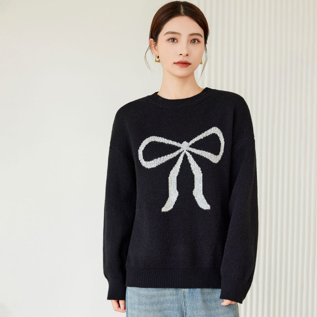 Kvinders oversized sweater med legende sløjfemotiv Stilla
