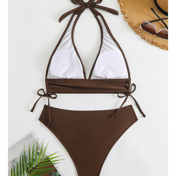 Dame Triangel-Bikini-sæt med justerbare bånd og høj benudskæring Stilla