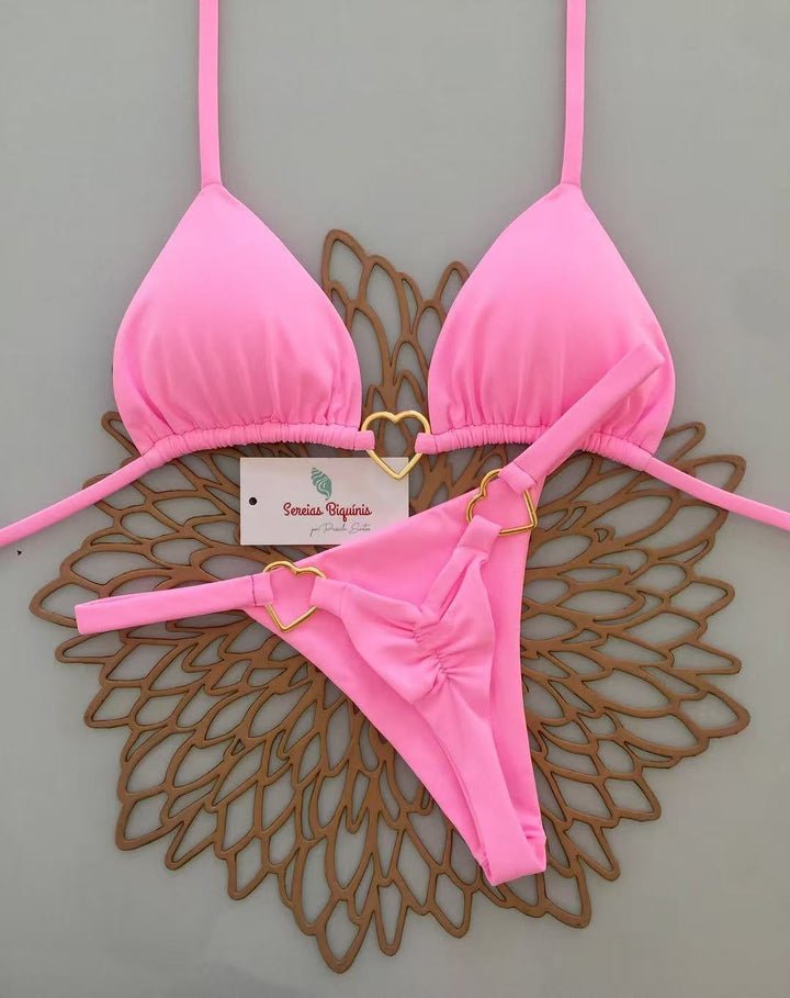 Dame triangel-bikini med frisk melonmønster Skovae