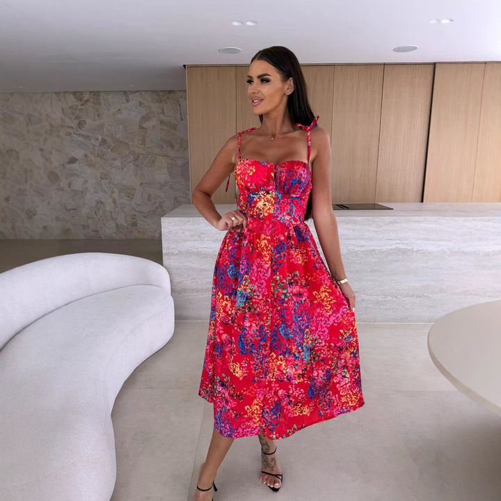 Dame Blomst A-Maxi-Kjole med justerbare stropper Stilla