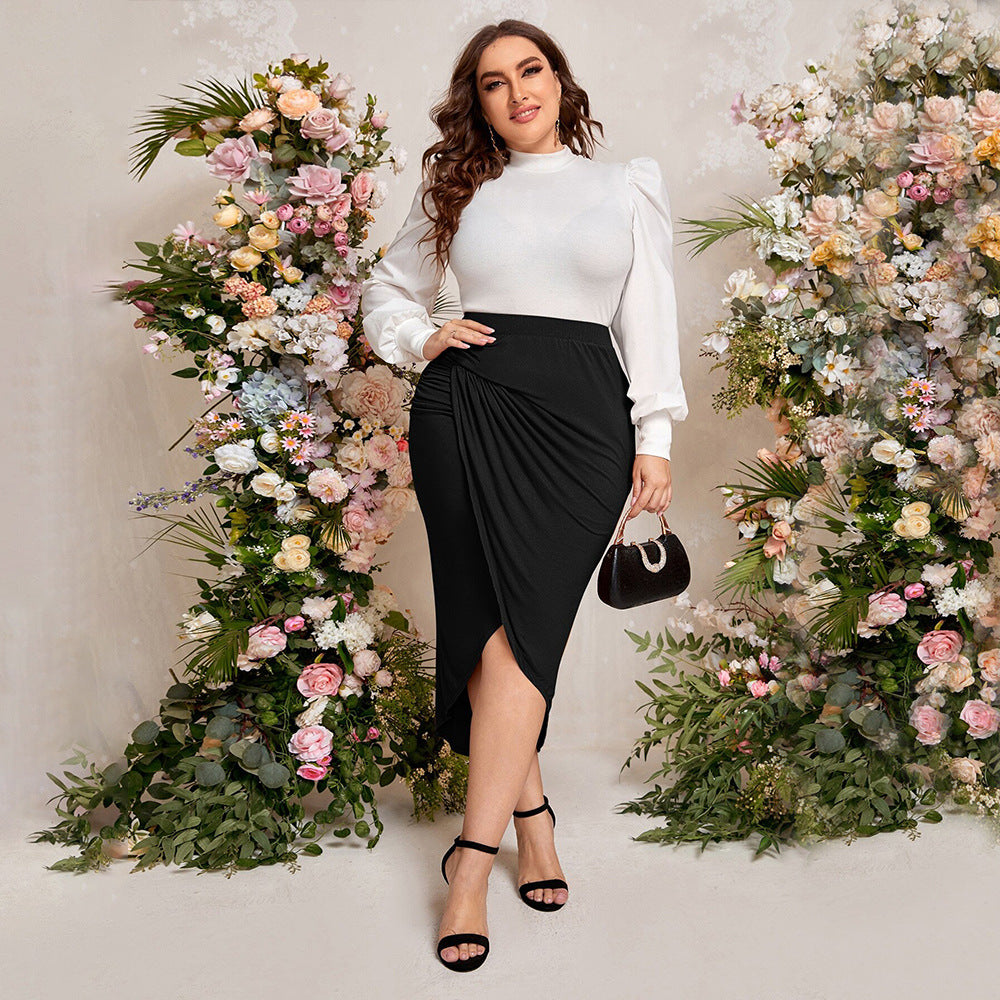 Dame elegant omslagsnederdel med sideslids og drapering Stilla
