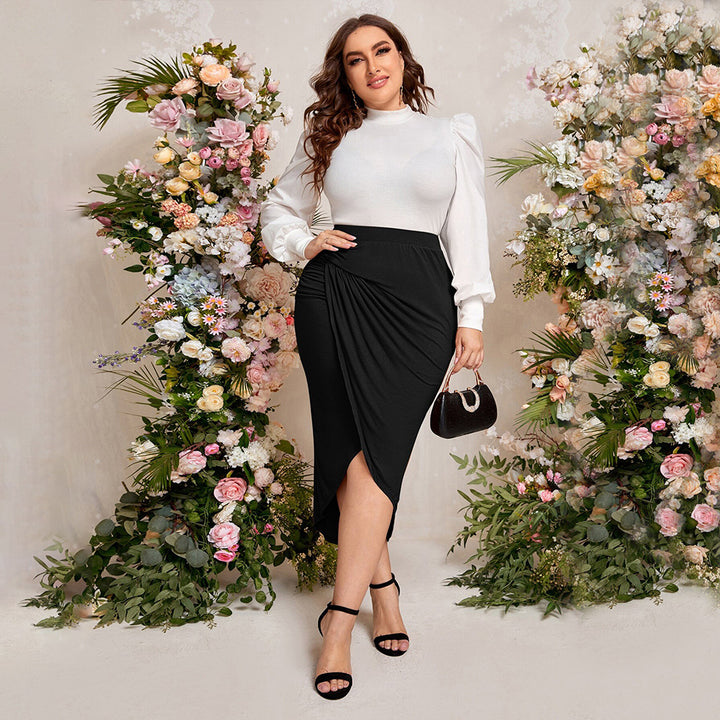 Dame elegant omslagsnederdel med sideslids og drapering Stilla