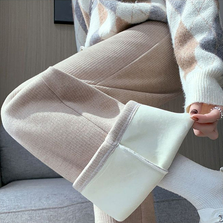 Dame højtaljede komfortbukser med elastisk waistband og blødt materiale