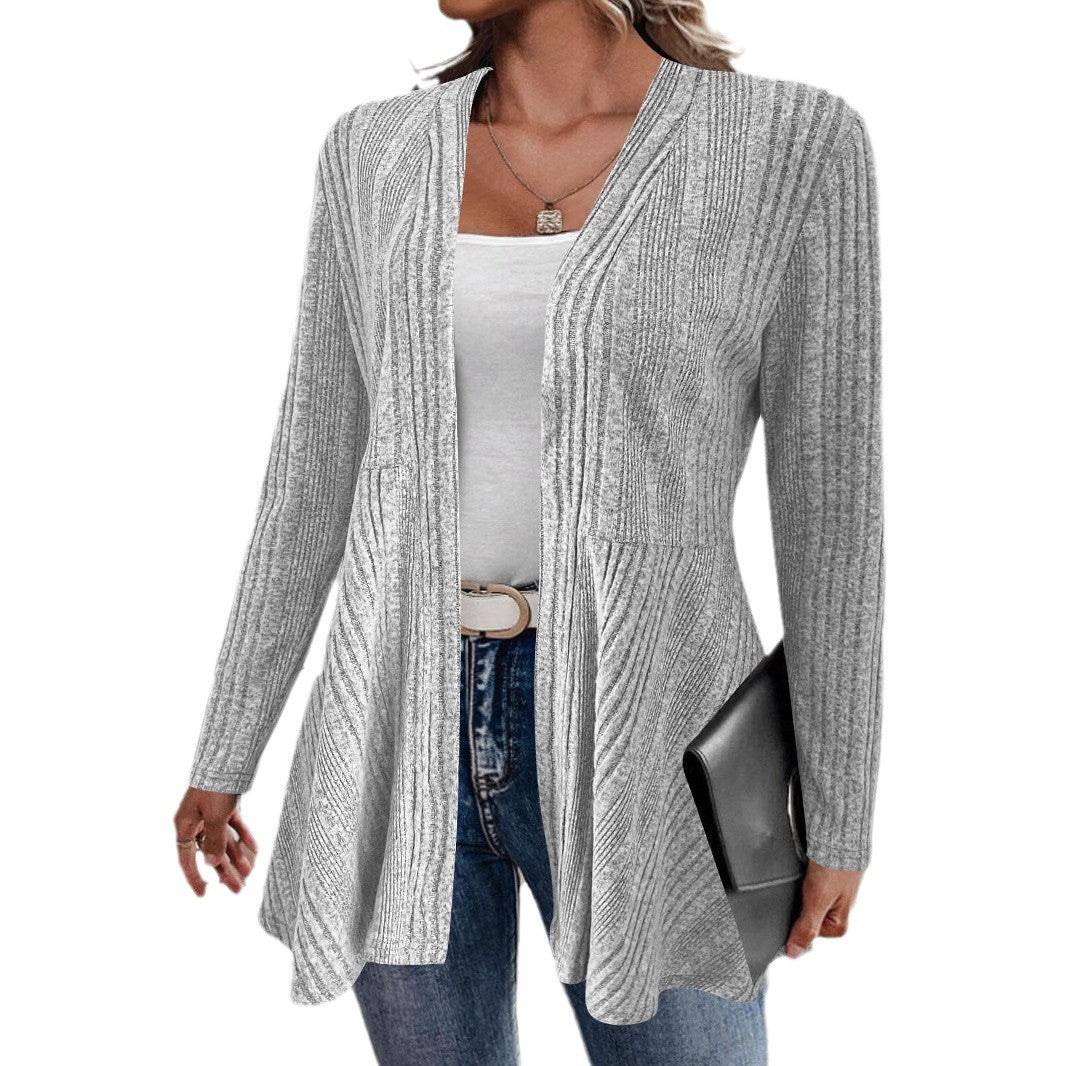 Dame Elegant strikcardigan med flydende snit Stilla