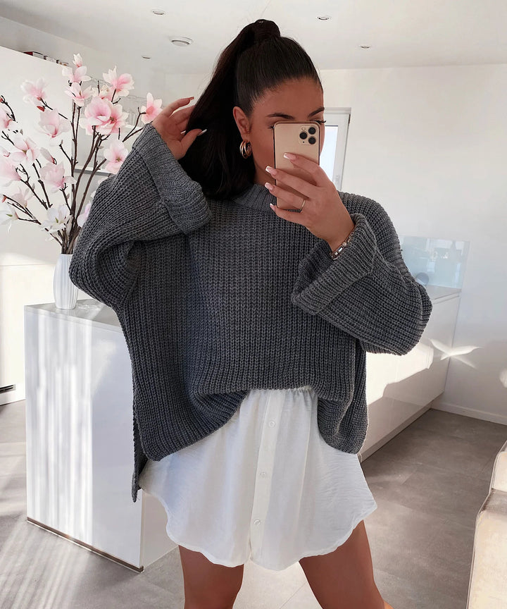 Kvinders afslappet sweater med tekstureret stof og løs pasform Stilla