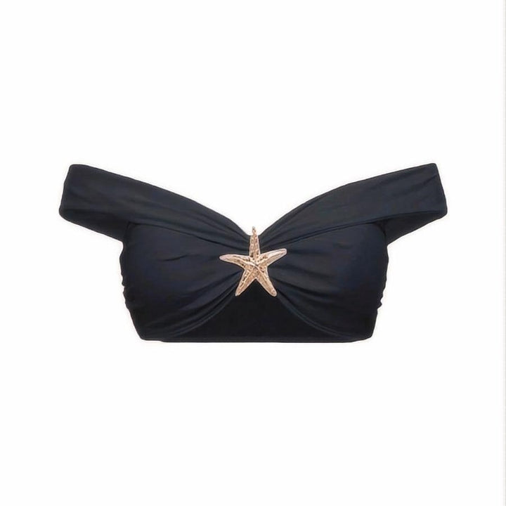Dame bikini-sæt med elegant skræddersyet skørt-look og stilfuld stjerne-applikation Skovae