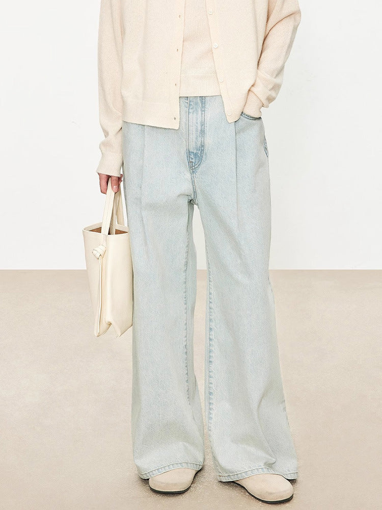 Dame brede højtaljede jeans i vintage-stil med sidelommer Stilla
