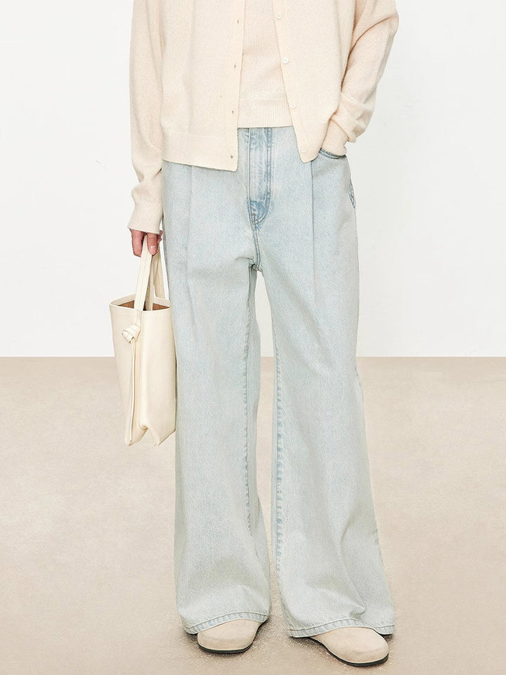 Dame brede højtaljede jeans i vintage-stil med sidelommer Stilla