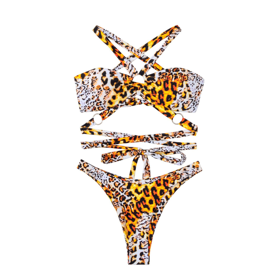 Dame bikini-sæt med spændende indpakningsdesign og elegant ringdetalje Stilla