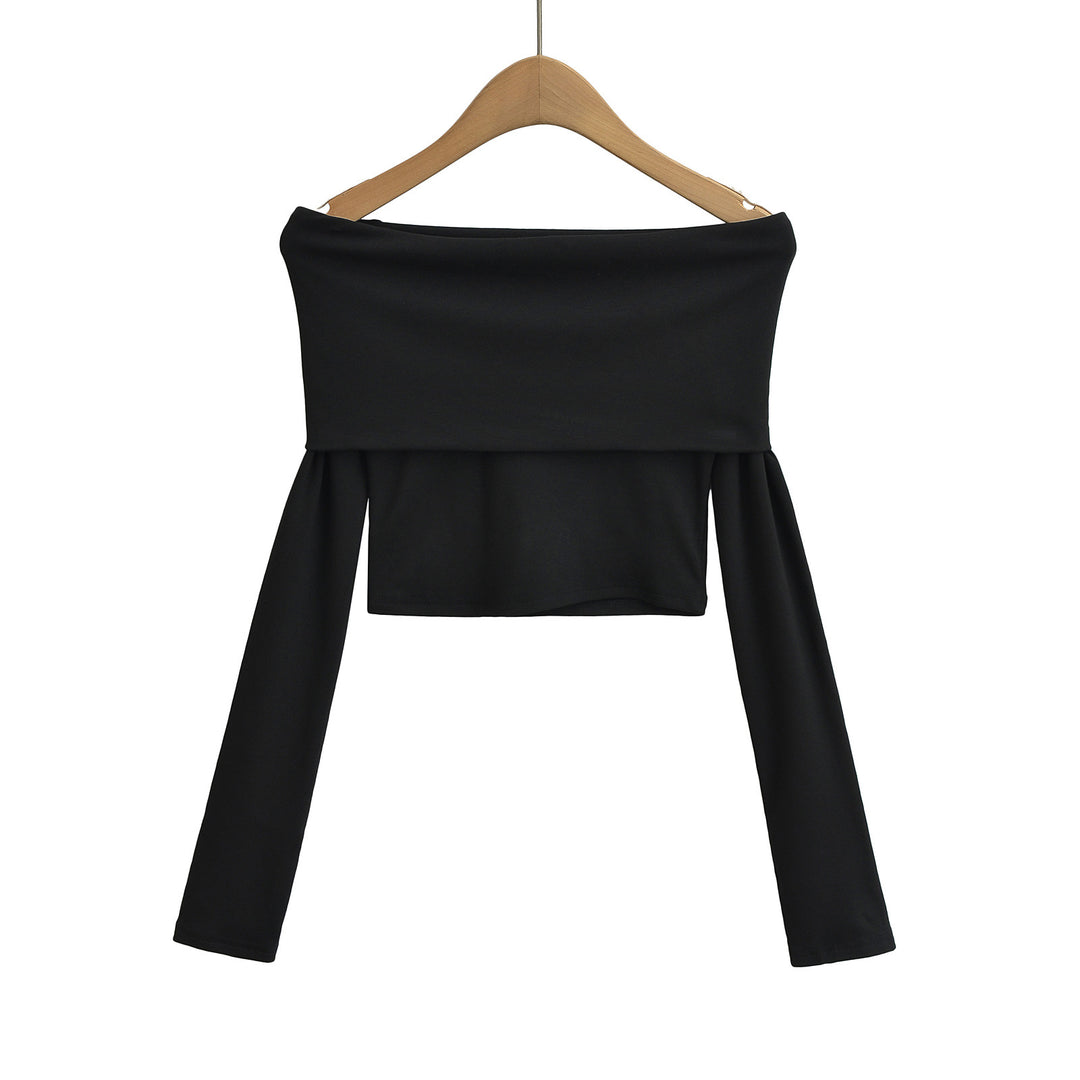 Dame Off-Shoulder Crop-Top med lange ærmer og elegant snit Stilla