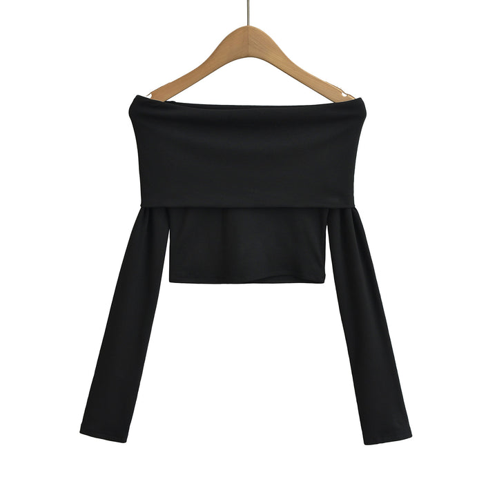 Dame Off-Shoulder Crop-Top med lange ærmer og elegant snit Stilla