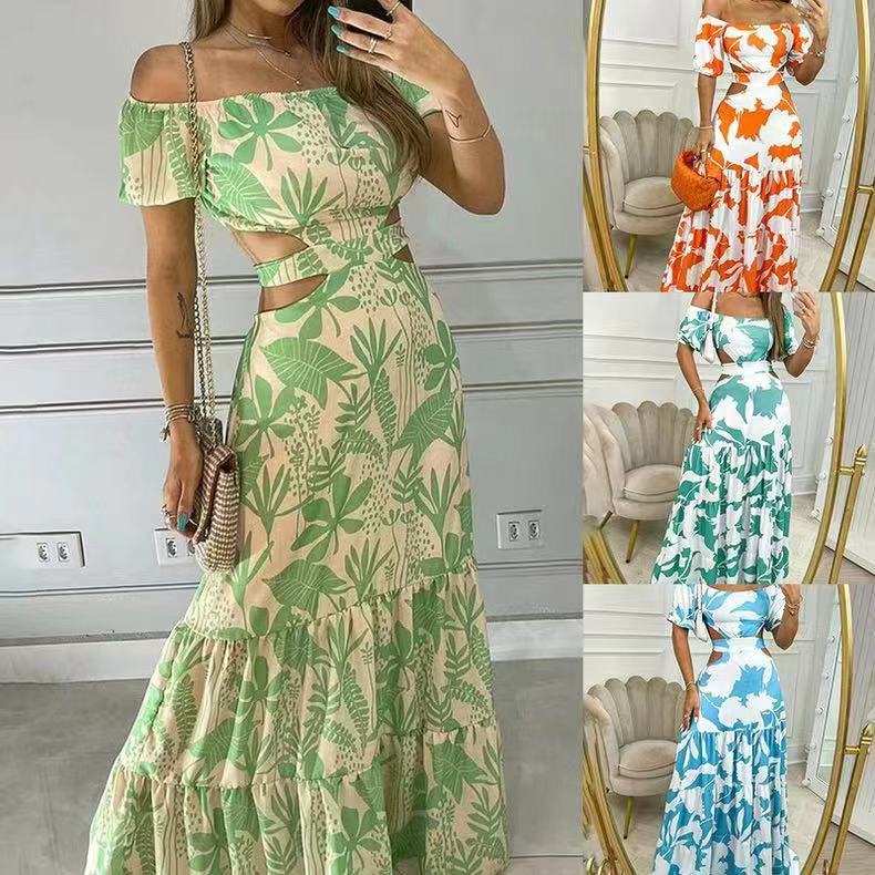Dame Off-Shoulder Trappe Maxi Kjole Stilla