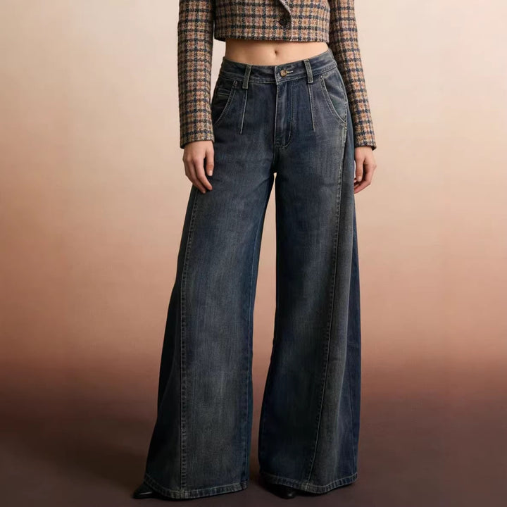 Dame løse denimjeans med høj talje og klassisk snit Skovae