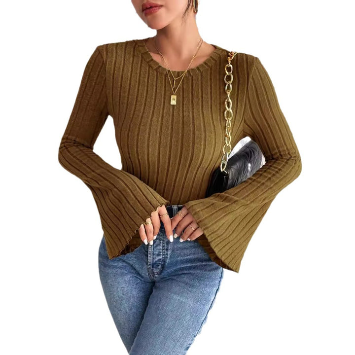 Dame langærmet sweater med ribstrik og voluminøse ærmer Stilla