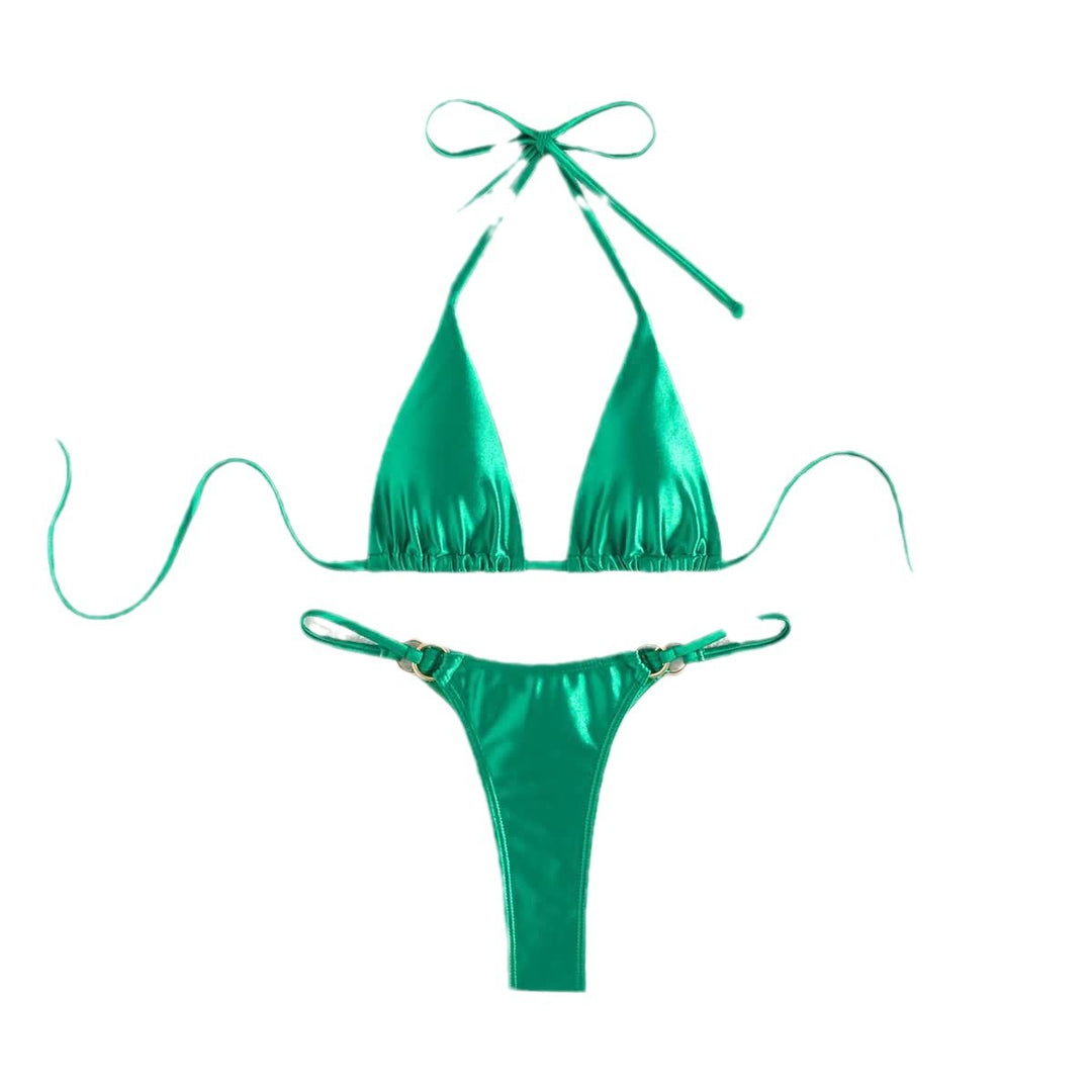 Dame Triangel-Bikini med elegante bindebånd og fashionable guld accenter Skovae