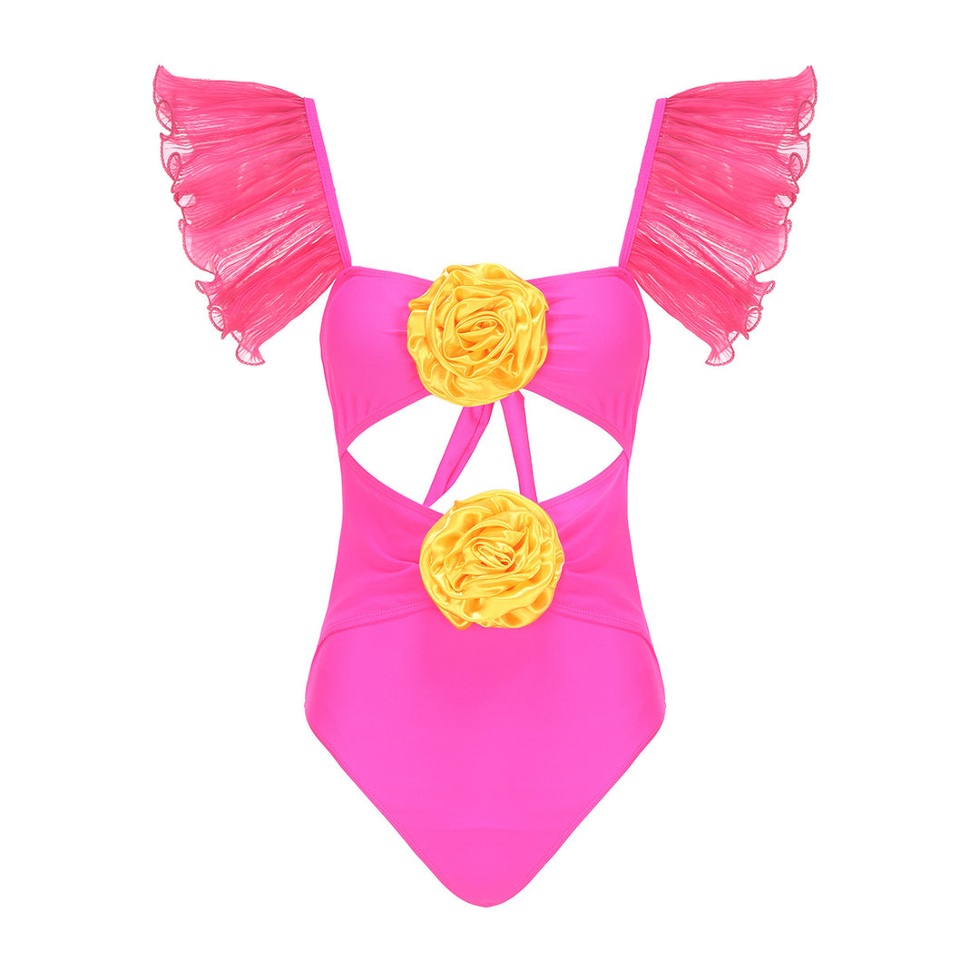 Dame én-delt badedragt med florale accenter og raffineret cut-out Stilla