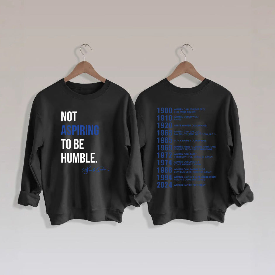Kvinders sweatshirts med inspirerende tekst og historisk motiv Stilla