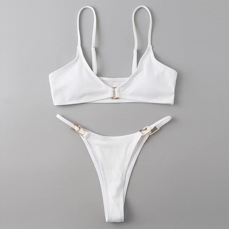 Dame Rib-Højstøttende-Bikini-Sæt Stilla