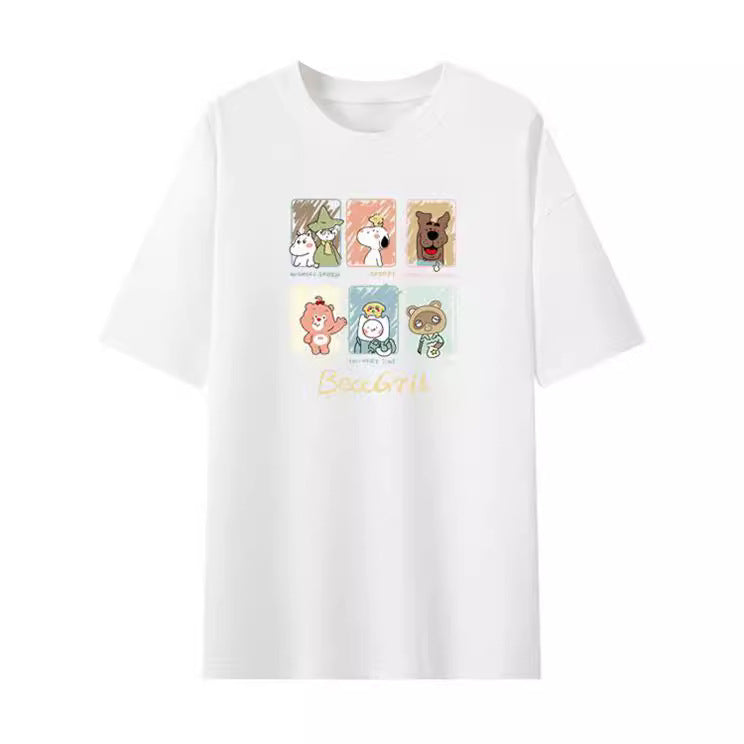 Dame T-shirt med kunstnerisk dyremotivtryk og løs pasform Stilla