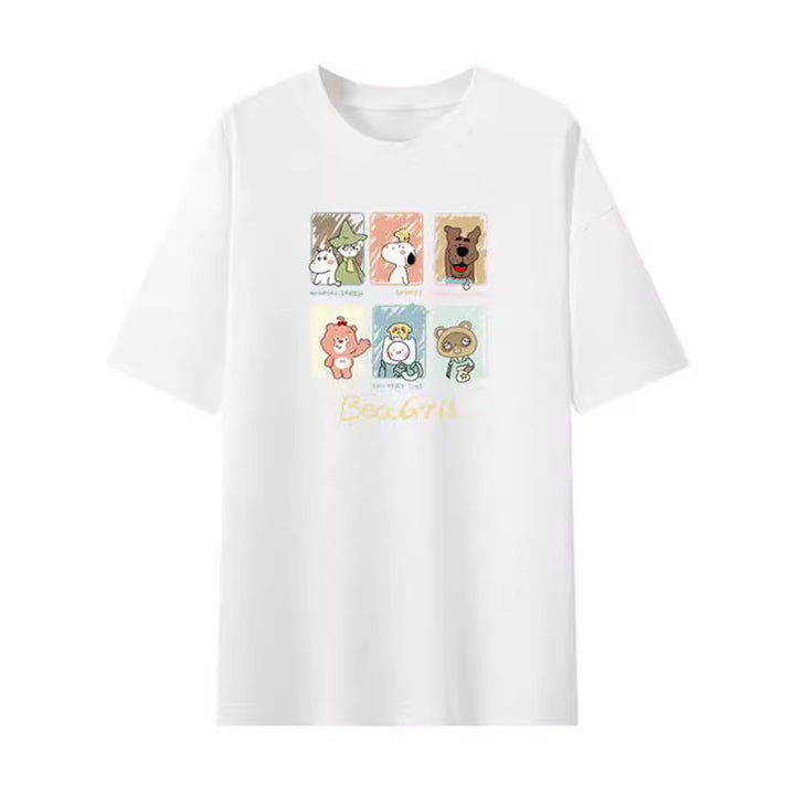 Dame T-shirt med kunstnerisk dyremotivtryk og løs pasform Stilla