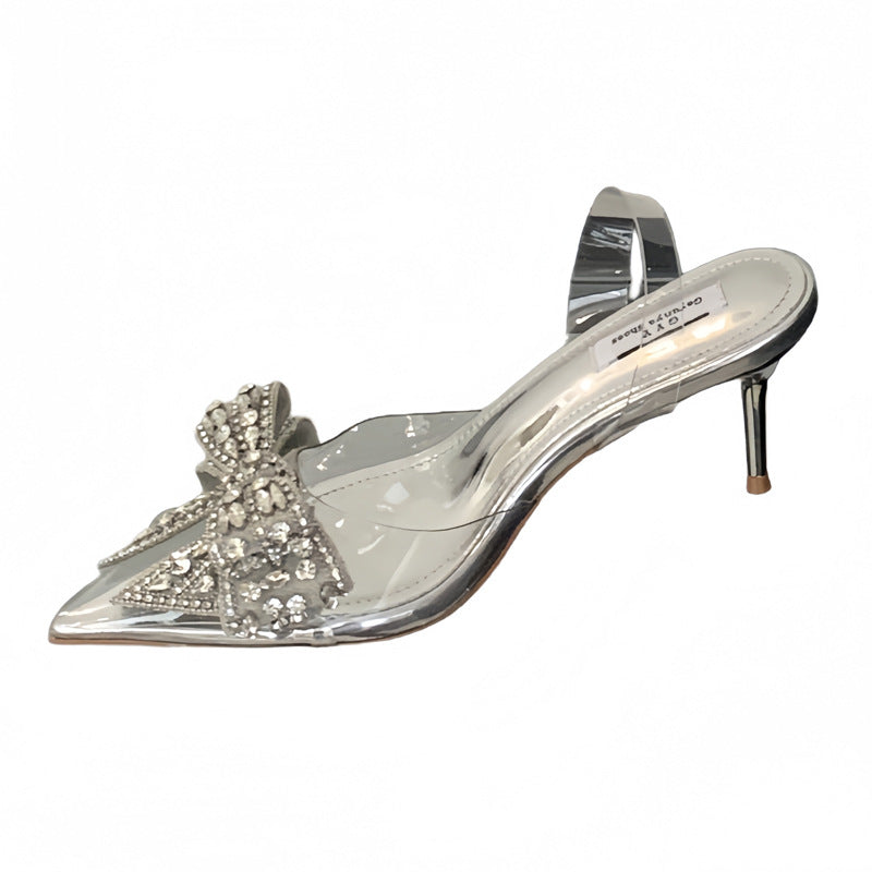 Dame Slingback Højhælede sko med glitrende sløjfedekorationer Stilla