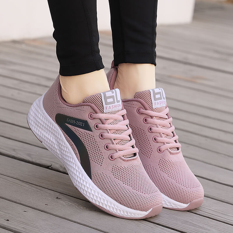 Dame nan sømløs strik-sneaker med elastisk indgang, vaffel-mellemsål og anatomisk komfortfodbund Skovae