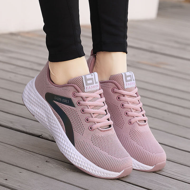 Dame nan sømløs strik-sneaker med elastisk indgang, vaffel-mellemsål og anatomisk komfortfodbund Skovae