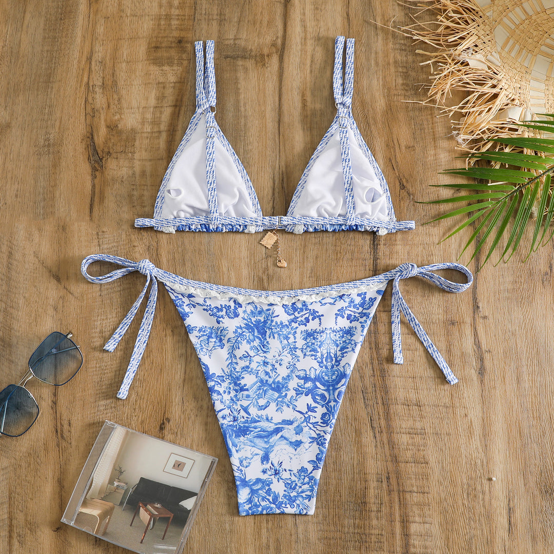 Dame blomstertryk trekants-bikini-sæt Stilla 1750838625