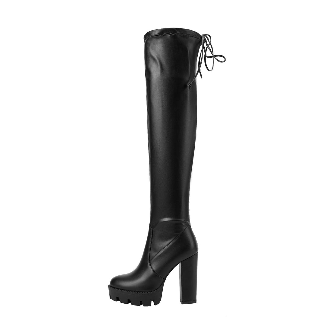Femme Højglans Over-knæ Platform Stiletto Støvler Stilla