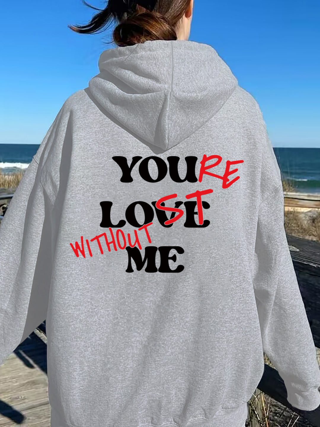 Kvinder Oversized Hoodie med Inspirerende Print Skovae