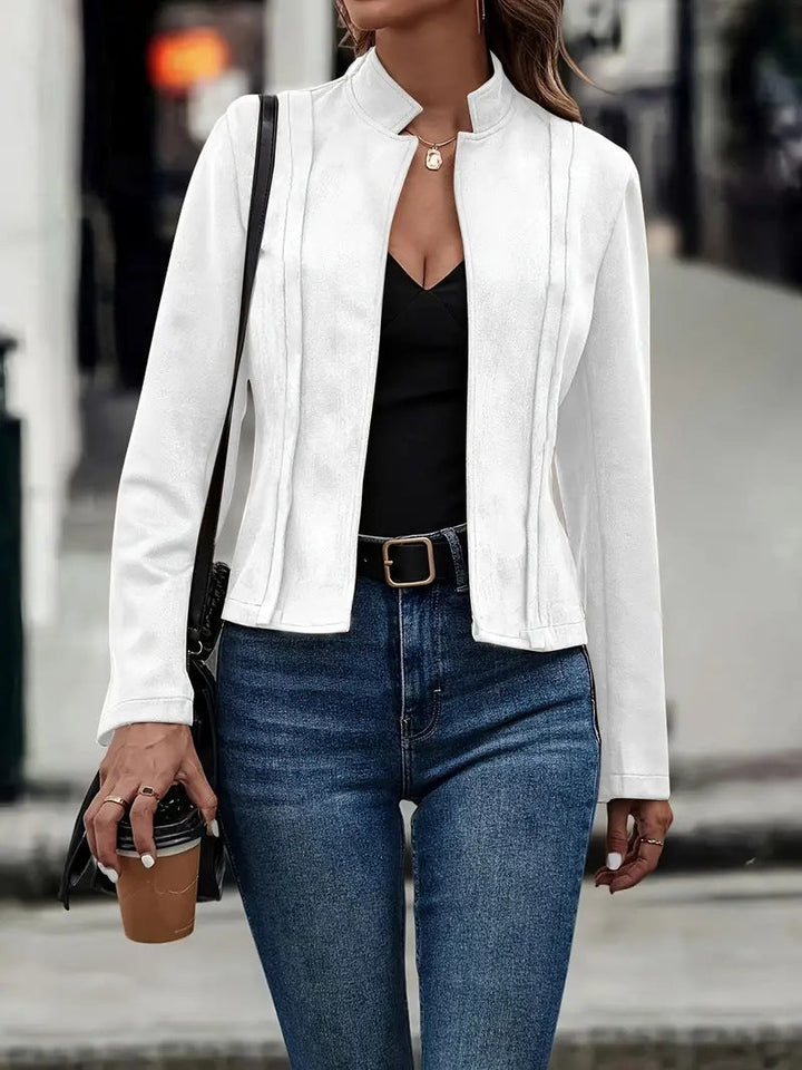 Stilla | Kort jakke Slim fit uldblanding ståkrave åben front