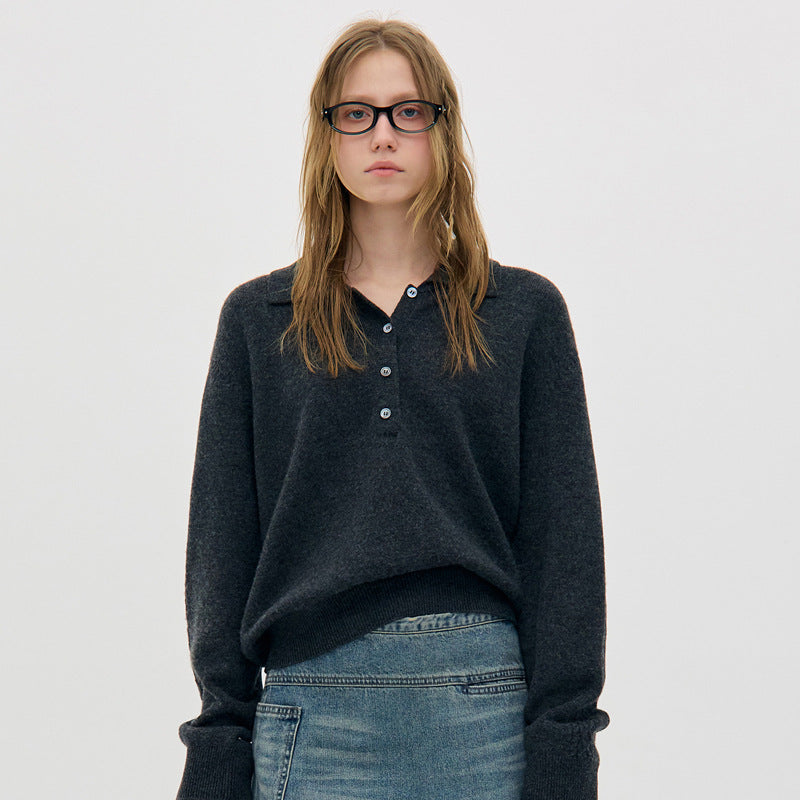 Dame Luksuriøs komfortabel Pullover med knapliste Stilla