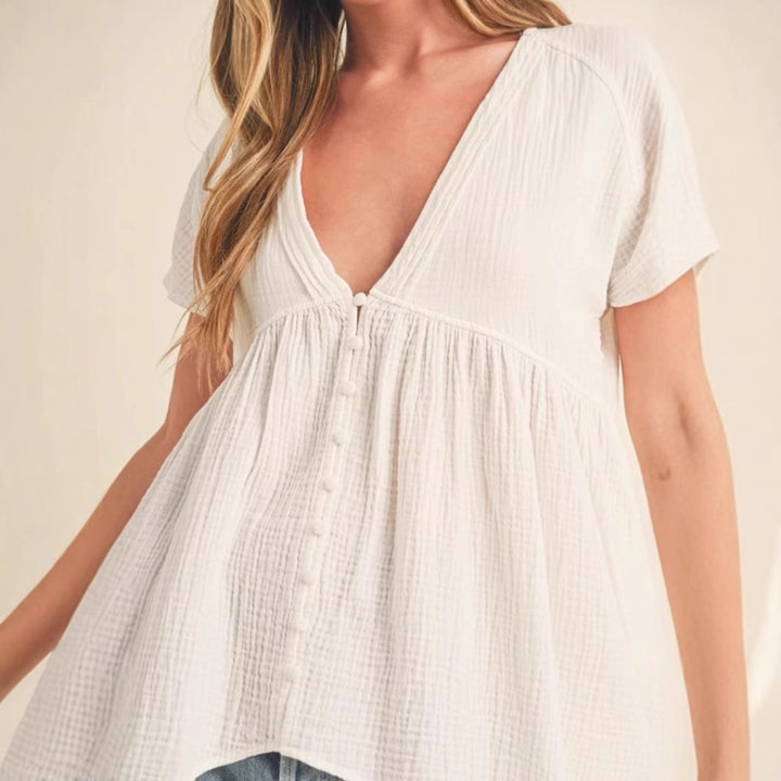 Dame afslappet bluse med asymmetrisk kant Stilla