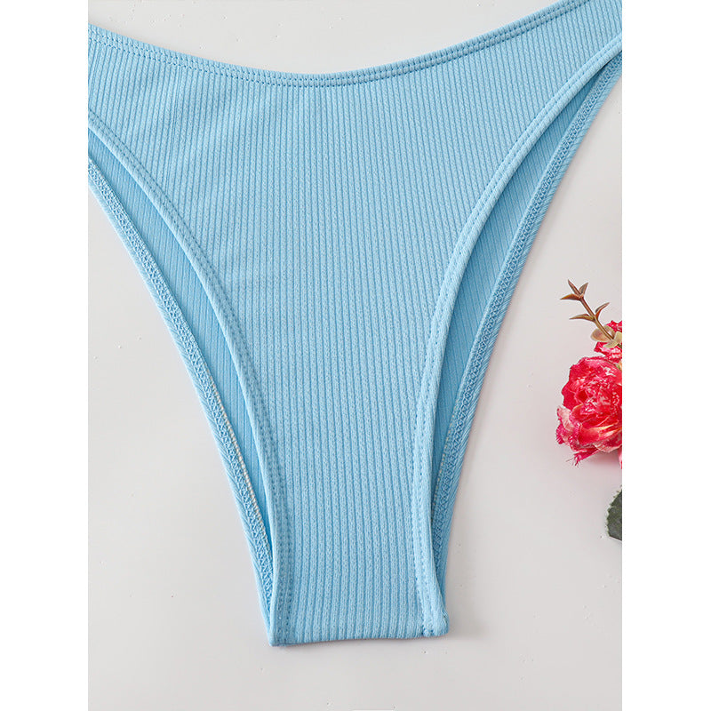 Dame justerbar off-shoulder ribbet bikini-sæt Stilla