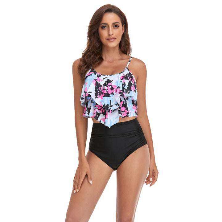 Dame Tankini med voluminøst ruffles top og højtaljede shorts Stilla